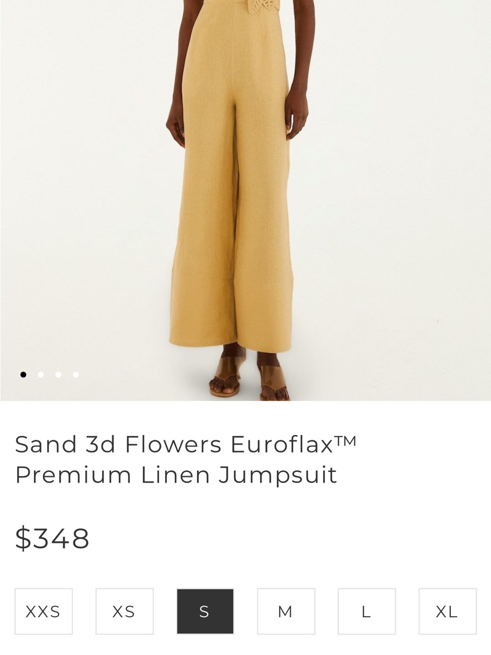 Farm Rio: Sand 3d Flowers Euroflax⢠Premium Linen Jumpsuit - Picture 12 of 13